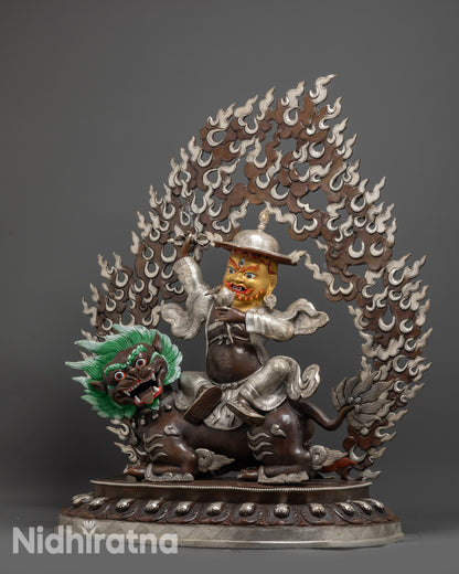 Dorje Legpa Statue 29.7” | Silver Plated Copper