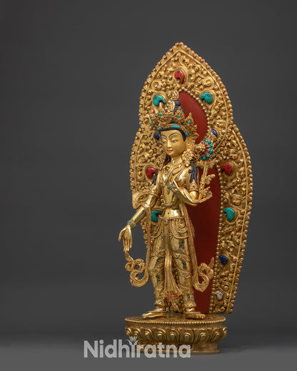 Standing Chenrezig Statue | Gold Fire-Gilded Avalokiteshvara Sculpture