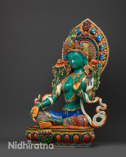 22" Mother Green Tara Statue for Altar | Tibetan Buddhist Sculpture
