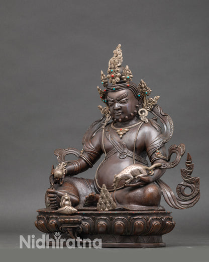 Chemically Oxidized Dzambhala Sculpture | Himalayan Buddhist Idol