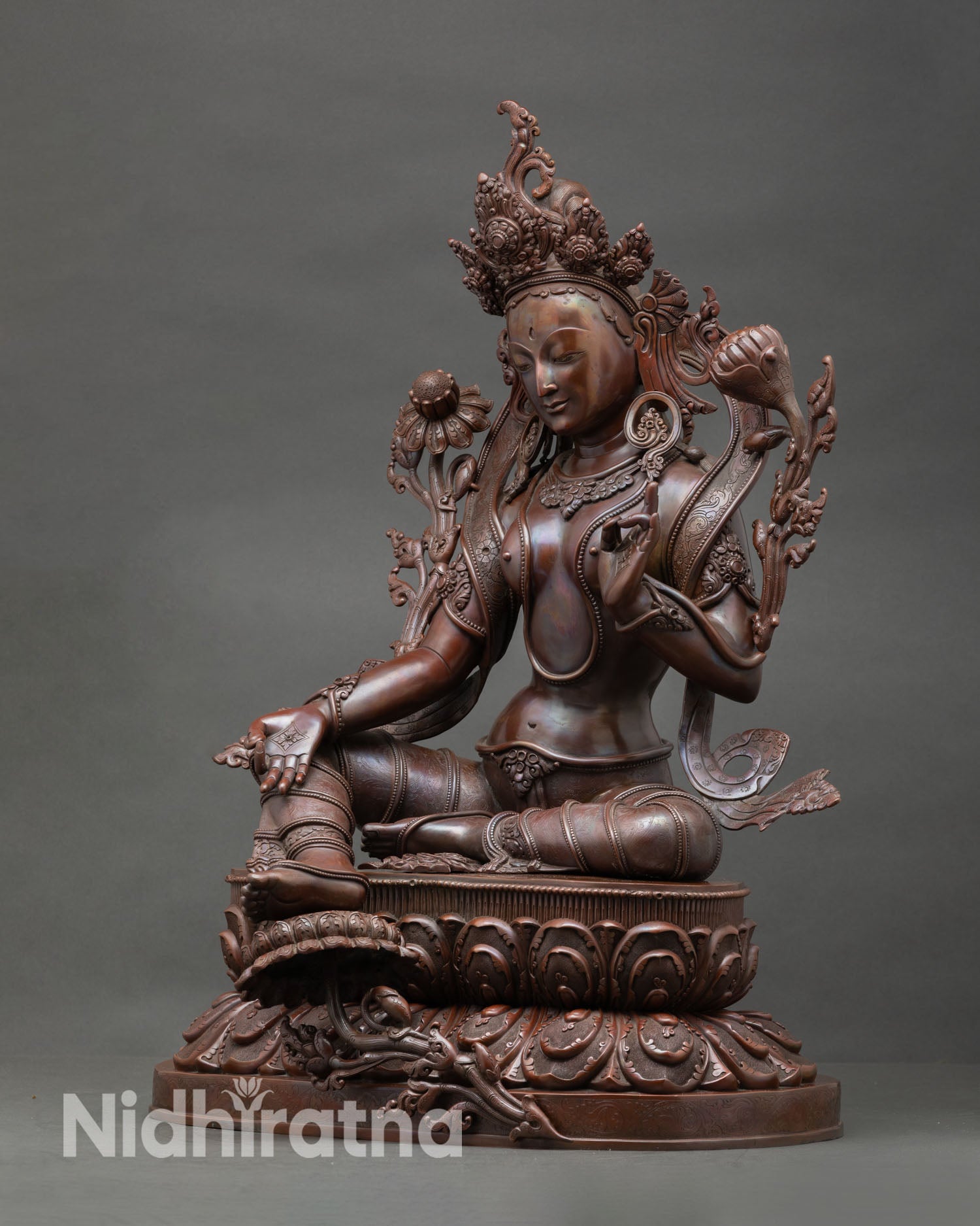 Elegant Green Tara Statue | Traditional Nepalese Craftsmanship