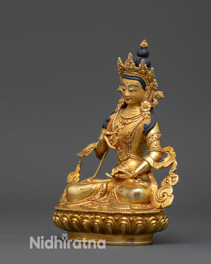 Gold-Gilded Vajrasattva Statue | Handcrafted Tibetan Idol for Prayer