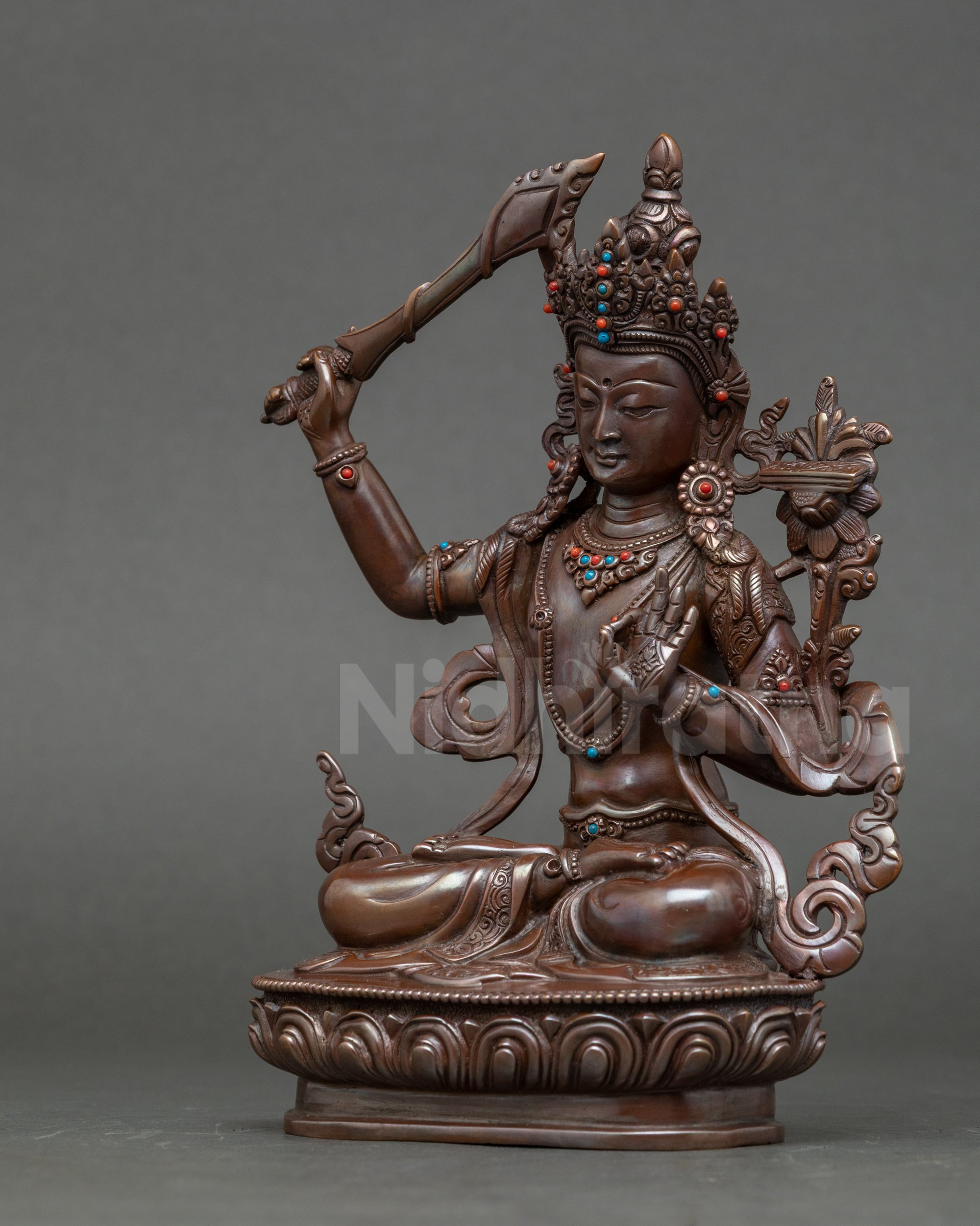Handmade Nepalese Manjushri Statue – Symbol of Insight and Learning