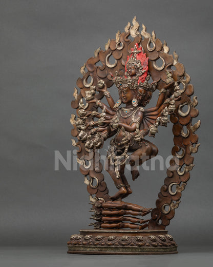 Large Oxidized Hevajra Statue | Tibetan Buddhist Artwork