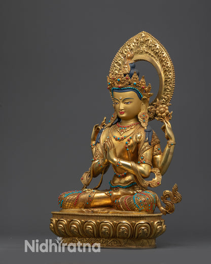 Sacred Avalokiteshvara Chenrezig Statue | Nepalese Bodhisattva Idol