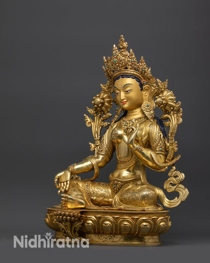 Handmade Green Tara Statue | Tibetan Buddhist Protector Meditation Art