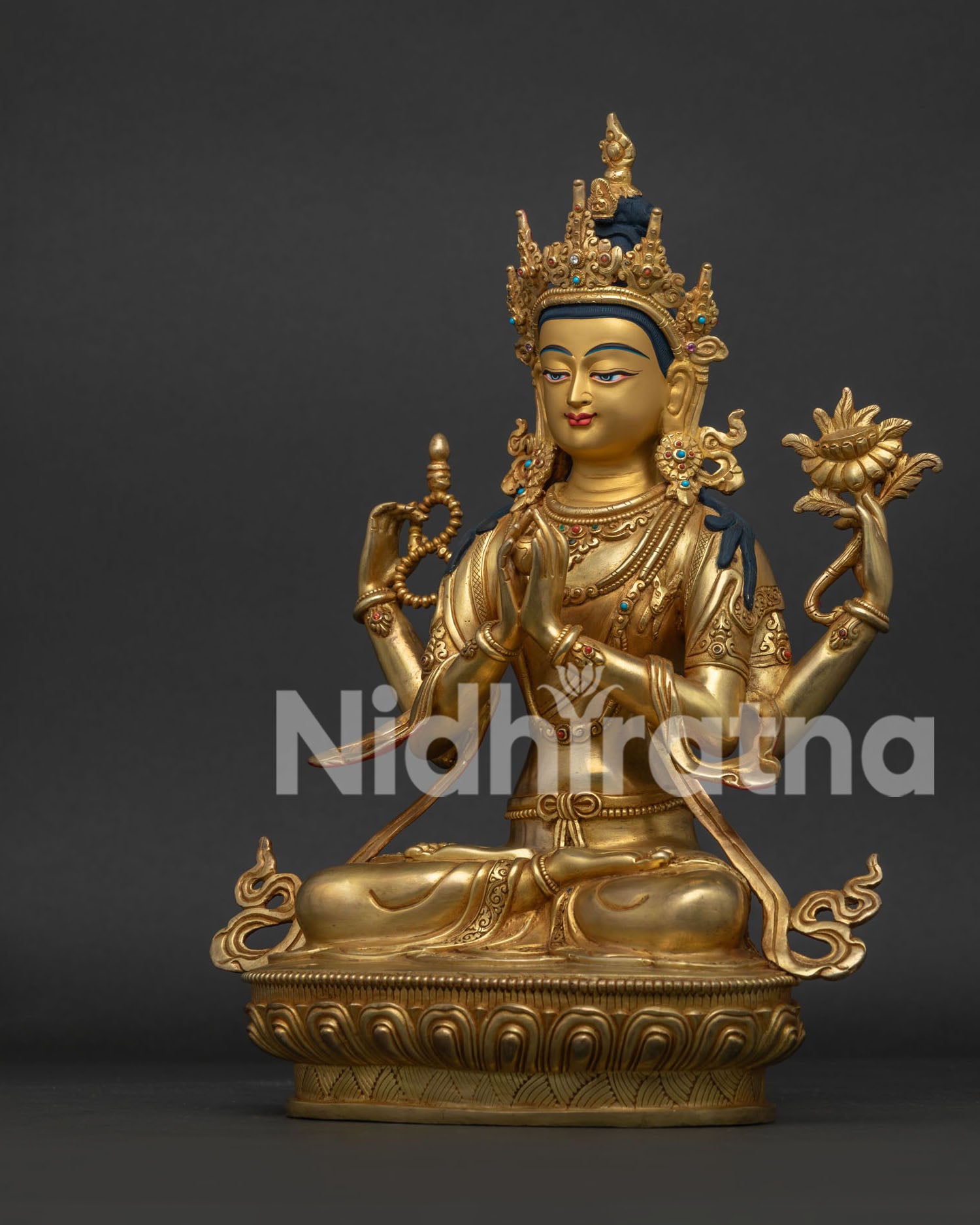 Chenrezig Statue left view side Himalayan Avalokiteshvara sacred art