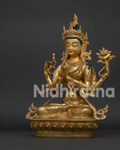 Chenrezig Statue left view side Himalayan Avalokiteshvara sacred art