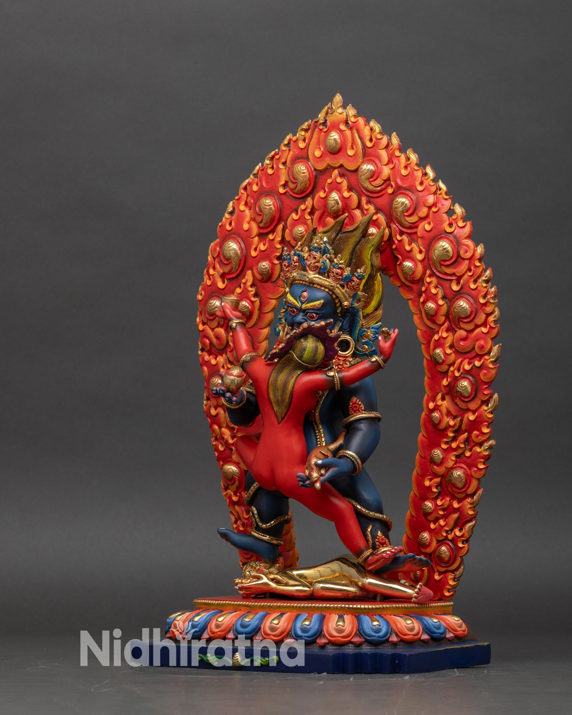 Colorful Black Dzambhala Statue | Protector of Wealth & Prosperity