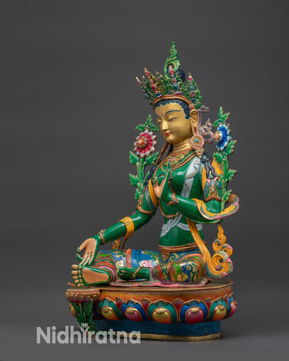 Divine Green Tara Statue | Hand-Carved Buddhist Goddess of Liberation