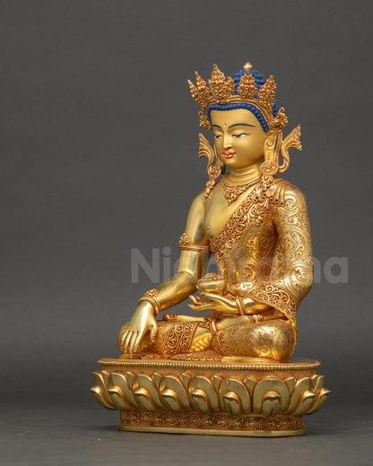 Crowned Buddha Shakyamuni Statue | Nepalese Enlightenment Art