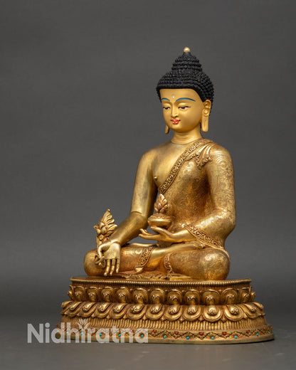 Medicine Buddha Statue | 24K Gold Gilded Copper Buddhist Art
