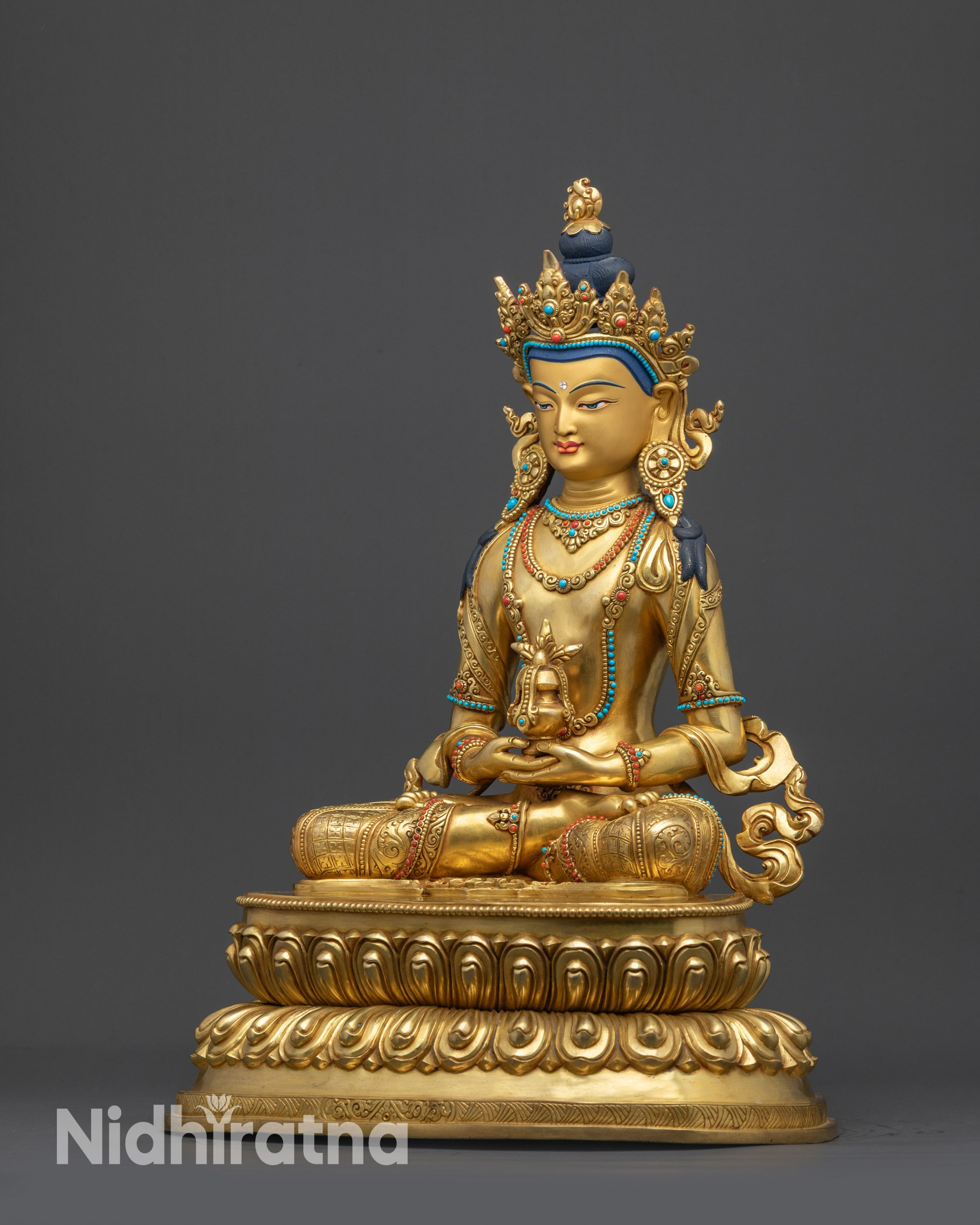 Nepalese Handmade Amitayus Sculpture | Statue for Longevity Blessings