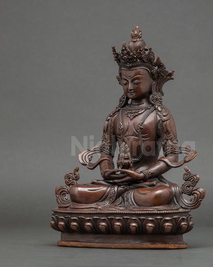 Amitayus Statue | Handcrafted Oxidized Nepalese Buddhist Copper Idol