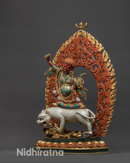 Hand-painted Dorje Drolo Statue | Fierce Deity for Courage and Blessings