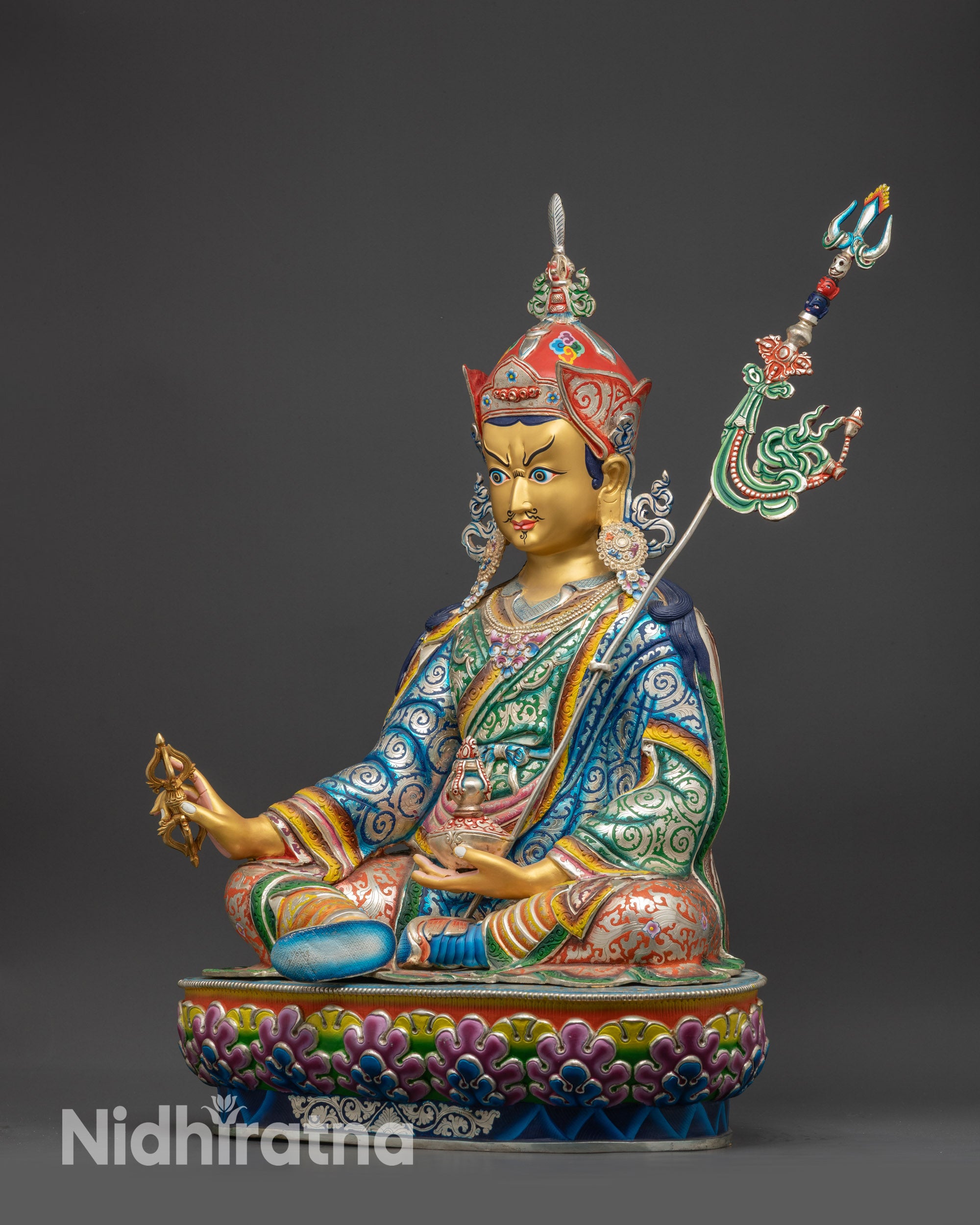 Colorful Guru Padmasambhava Statue | Hand-Painted Artwork from Nepal