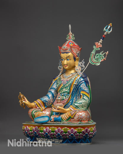 Colorful Guru Padmasambhava Statue | Hand-Painted Artwork from Nepal