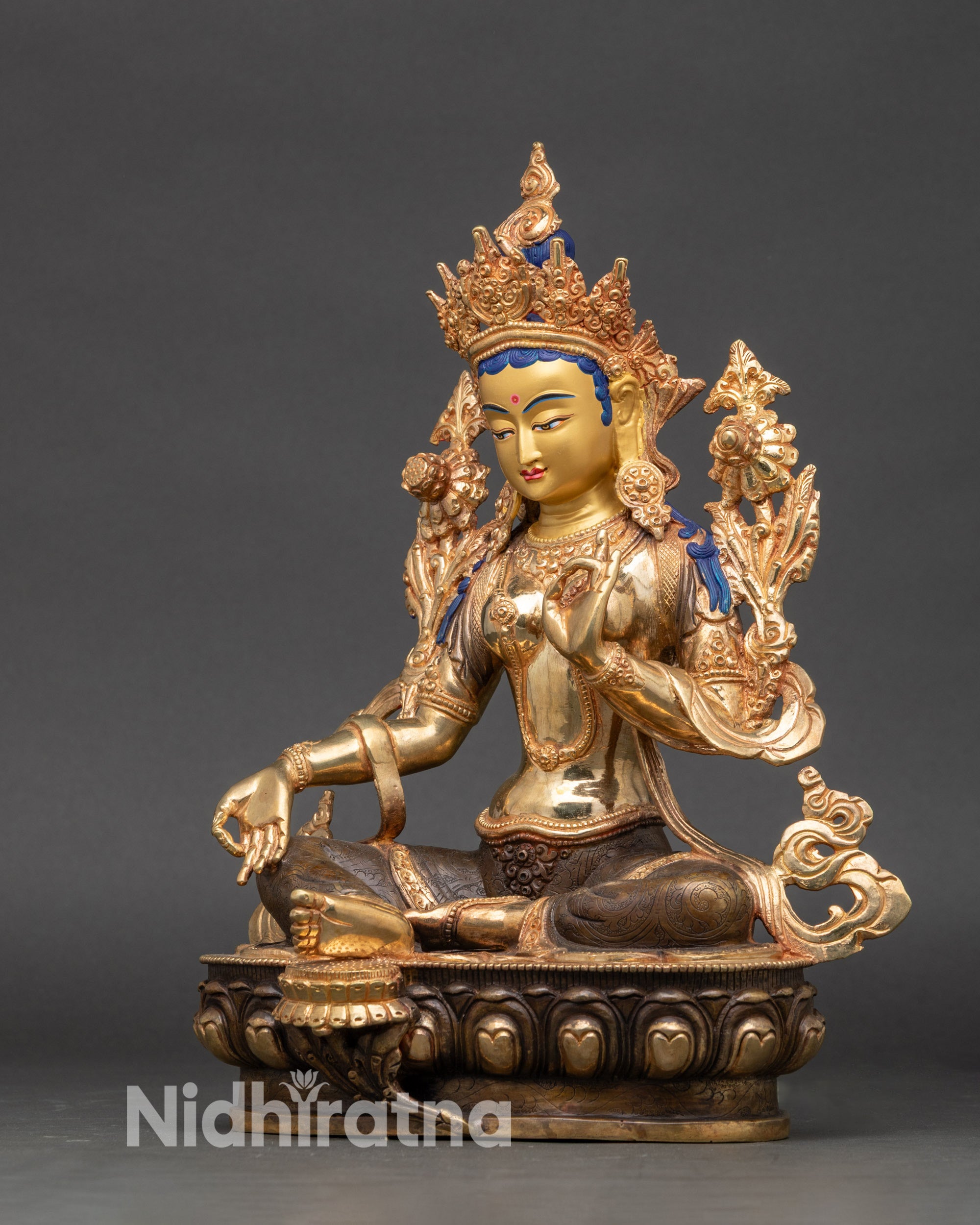 Green Tara Compassion Statue | Nepalese Altar Meditation Sculpture