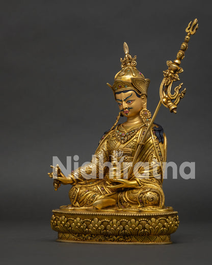 Guru Rinpoche Statue | 24K Gold-Fire Gilded Copper Art
