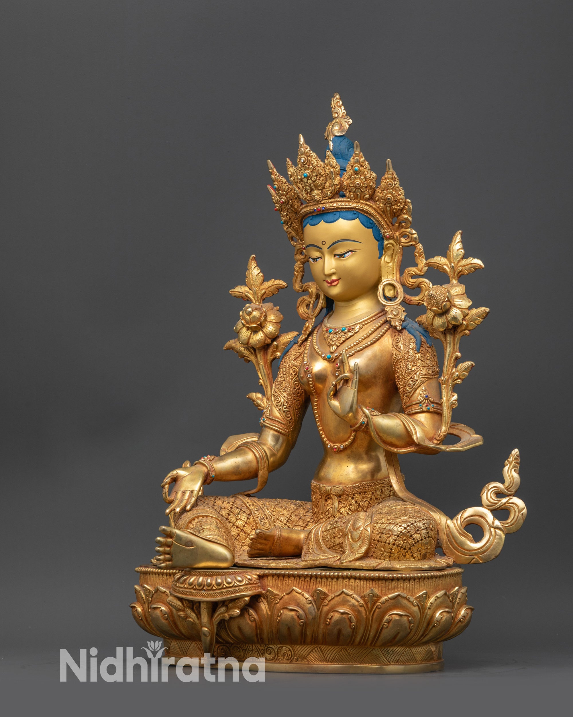 Premium Handcrafted Green Tara Statue | Buddhist Enlightenment Altars