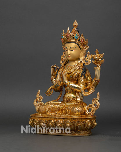 Chenrezig Statue | Buddhist Meditation Decor from Nepal