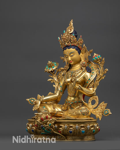 Premium Green Tara Buddhist Sculpture | Tibetan Altar Decor from Nepal