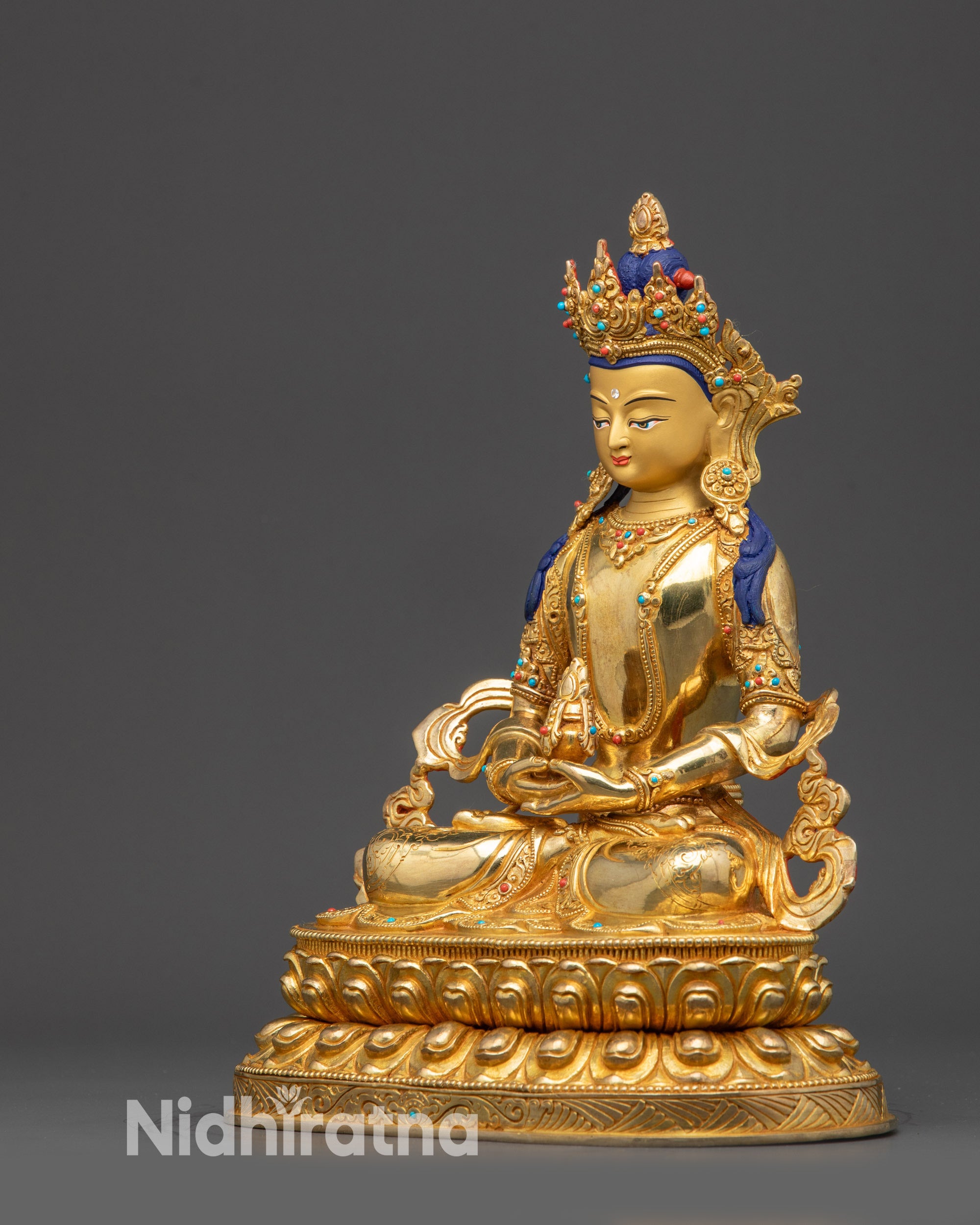 Golden Amitayus Sculpture | Authentic Buddha for Longevity & Blessings
