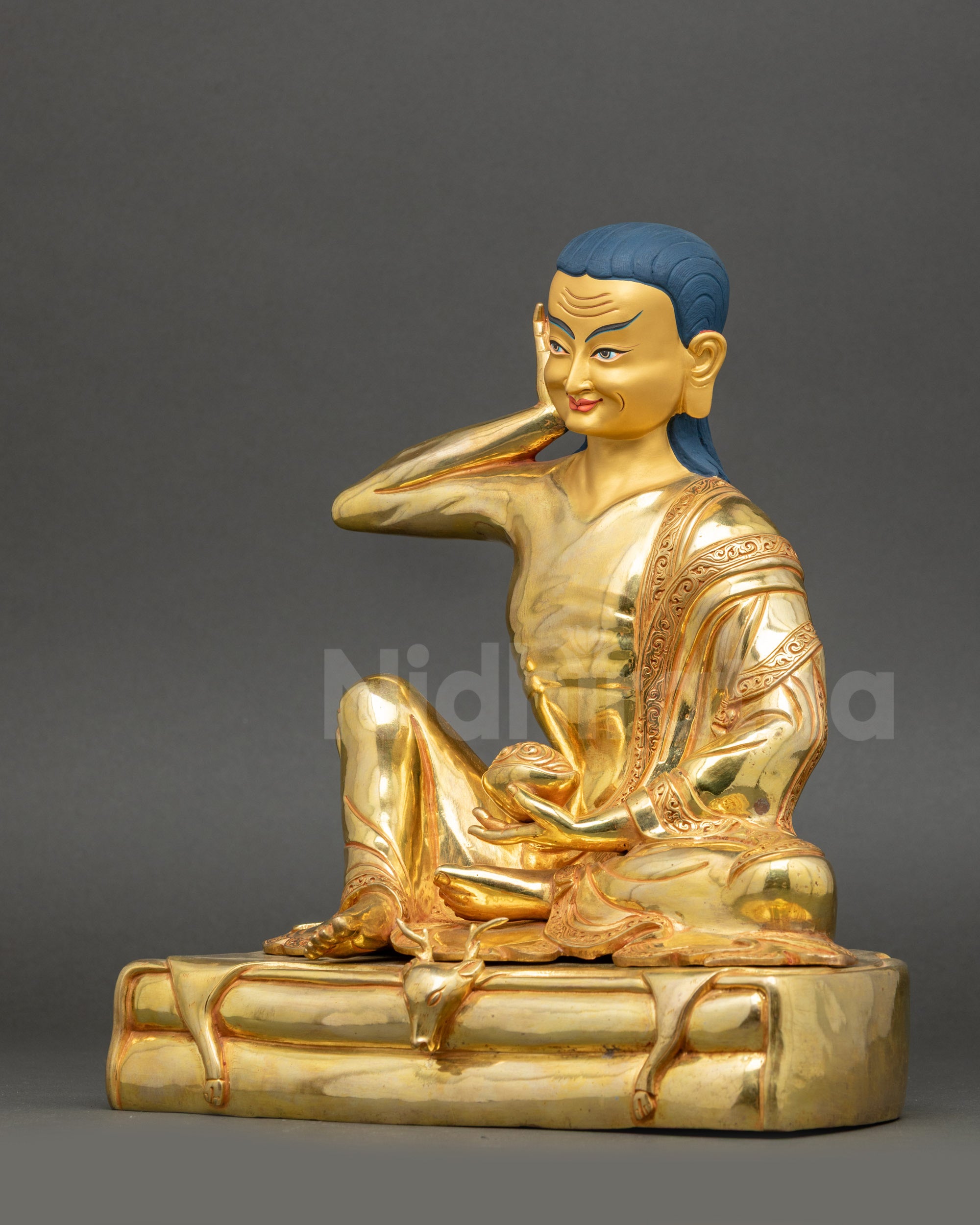 Handmade 24K Gold-gilded Milarepa Statue for Meditation
