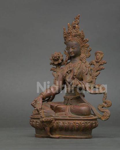 Handmade Green Tara Statue | The Compassionate Mother Tara