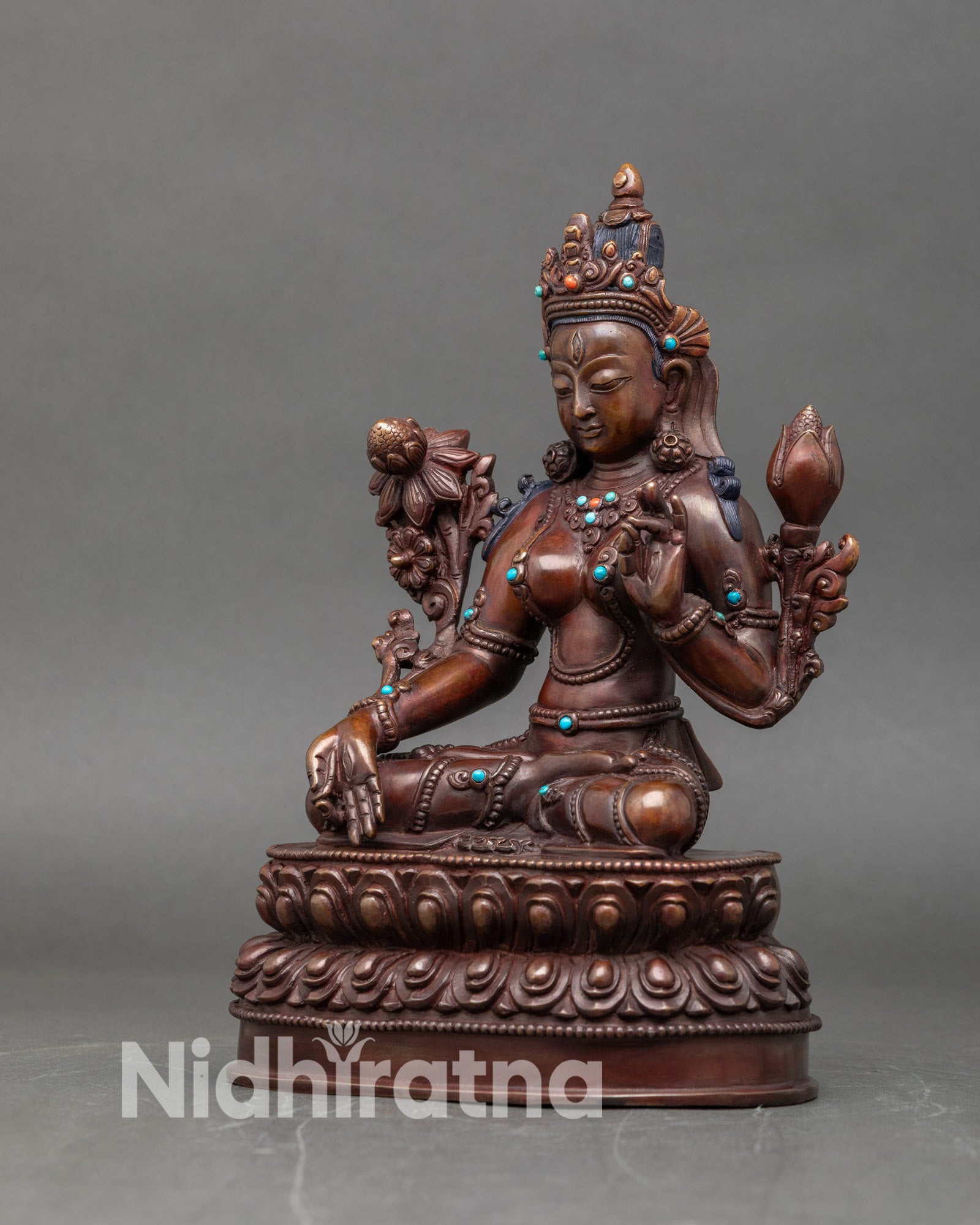 Oxidized White Tara Statue | Nepalese Goddess Artwork