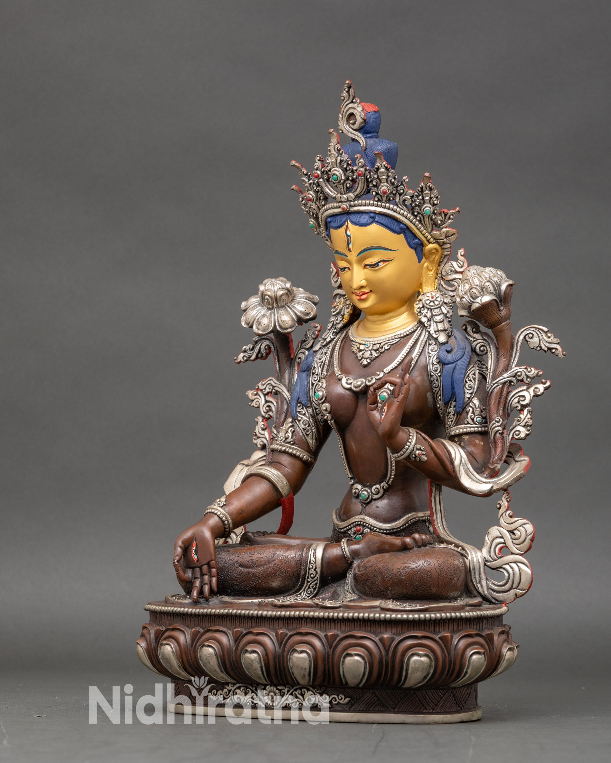 White Tara Statue for Altar | Buddhist Sculpture for Healing and Longevity