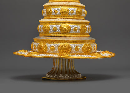 Sacred Auspicious Mandala | Gold and Silver-Plated Buddhist Art Nepal