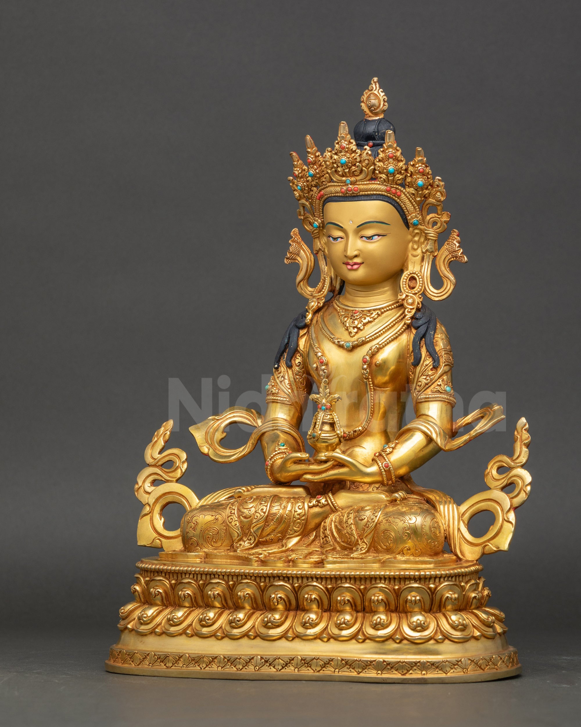 Tibetan Amitayus Statue | Traditionally Handcrafted Copper Sculpture