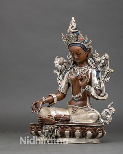 Elegant Green Tara Statue – Nepalese Spiritual Artwork