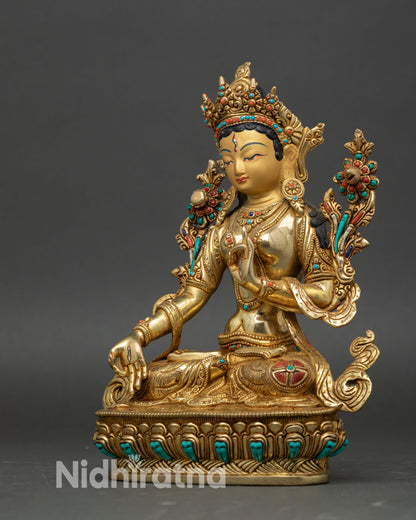 Beautiful White Tara Statue | Sacred Nepalese Meditation Deity