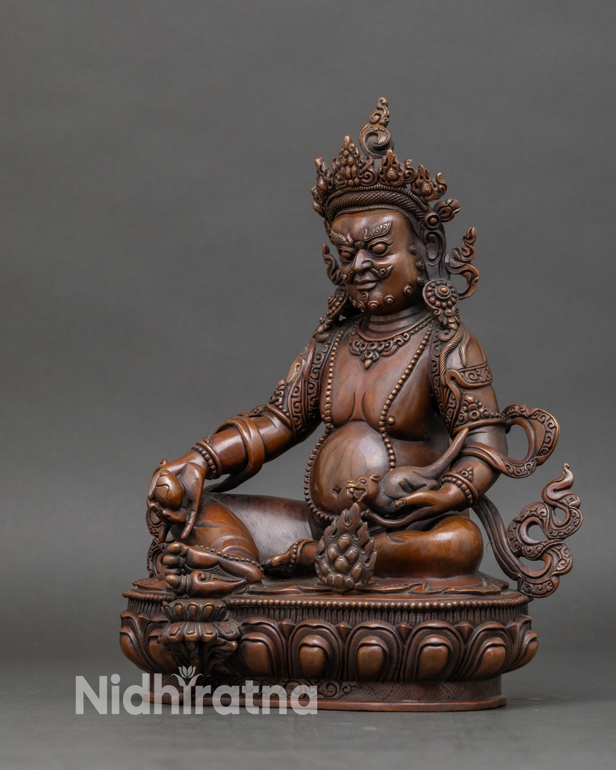 Dzambhala Statue | Chemically Oxidized Copper Buddhist Deity from Nepal