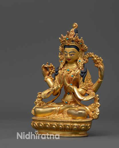Handmade Chenrezig Statue | Tibetan Idol for Meditation & Serenity