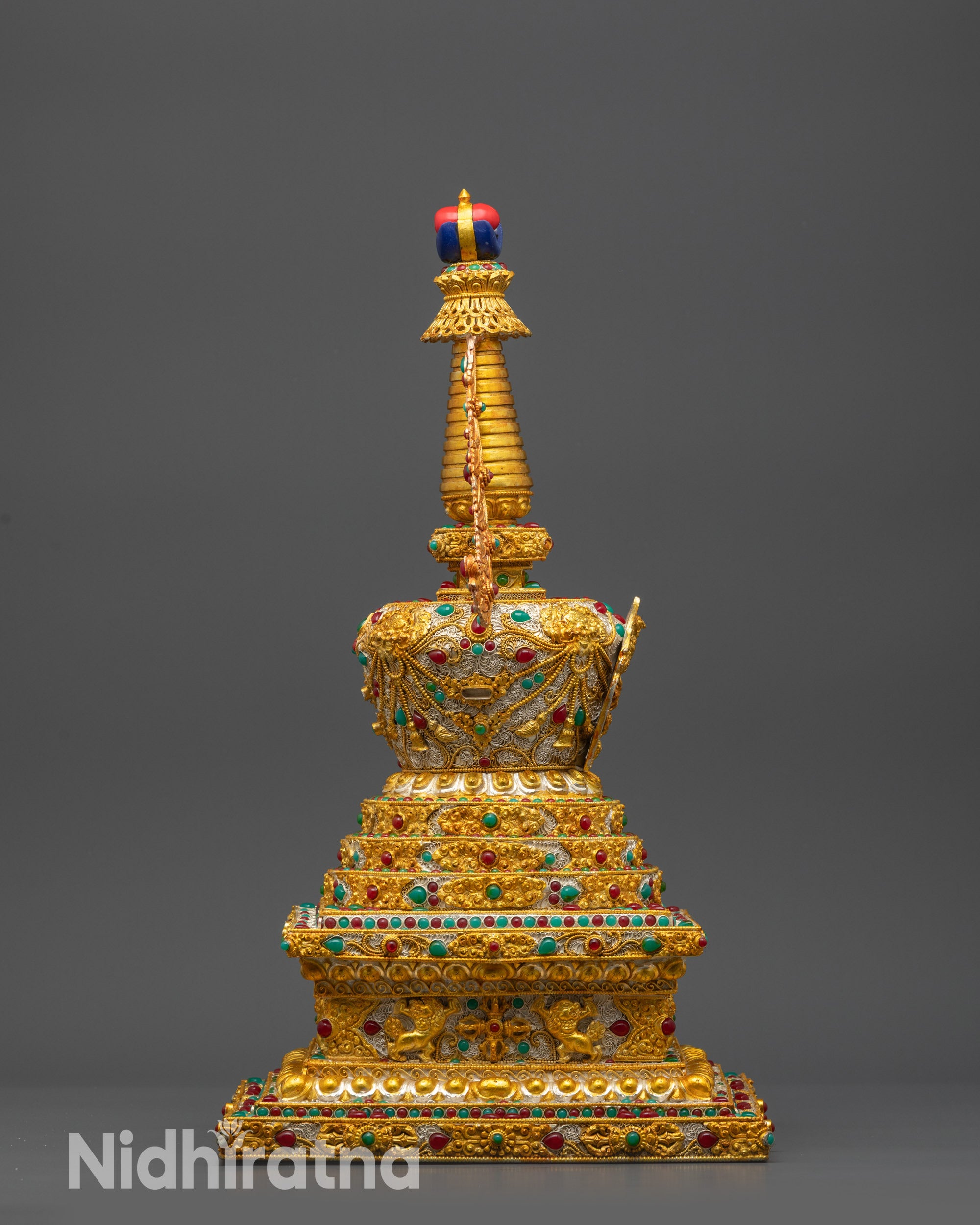 Religious Tibetan Golden Stupa | Handcrafted Buddhist Monument