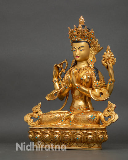 Four-Armed Avalokiteshvara Sculpture | Bodhisattva of Compassion