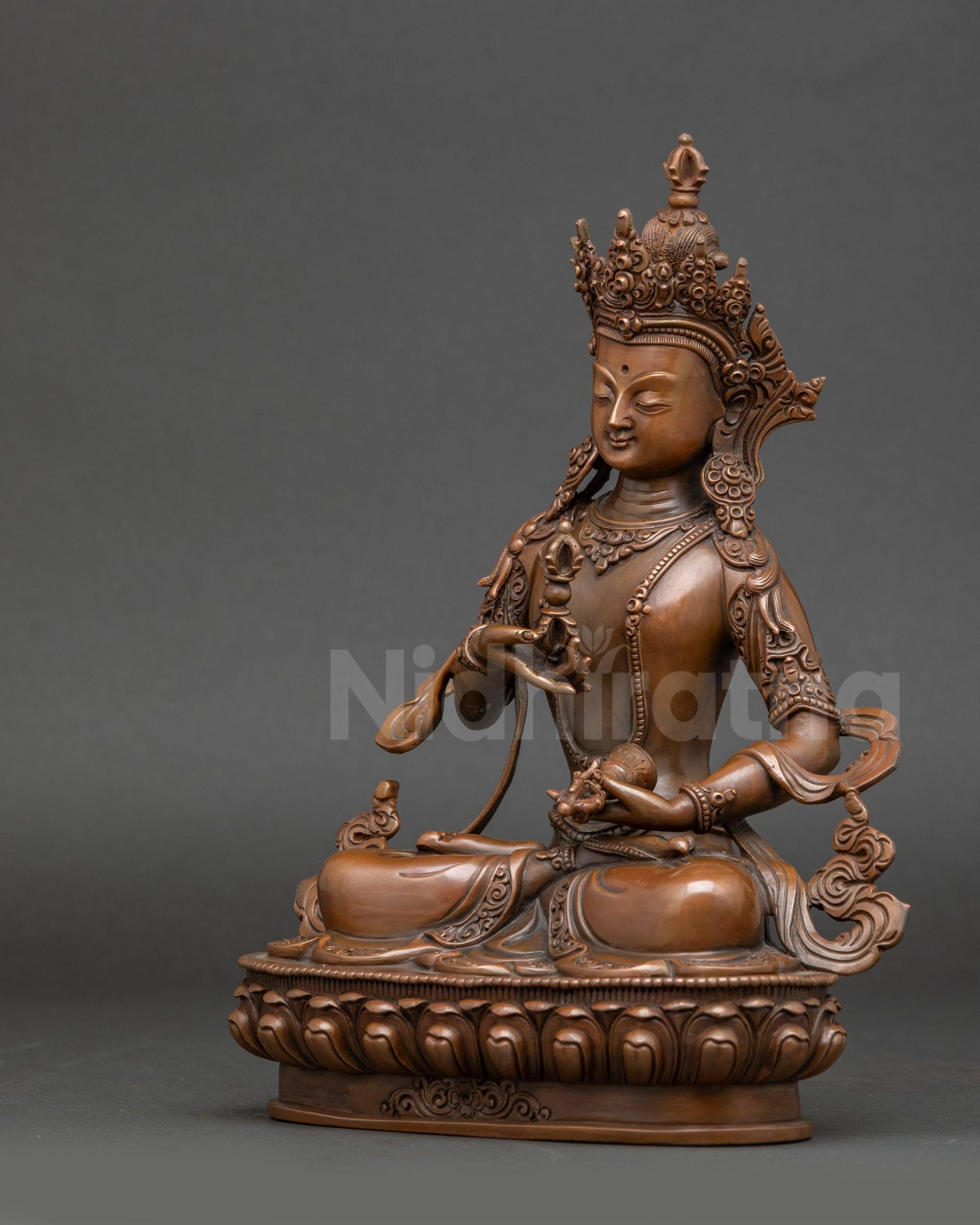 Vajrasattva Buddhist Altar Sculpture | Nepalese Copper Handcrafted Art