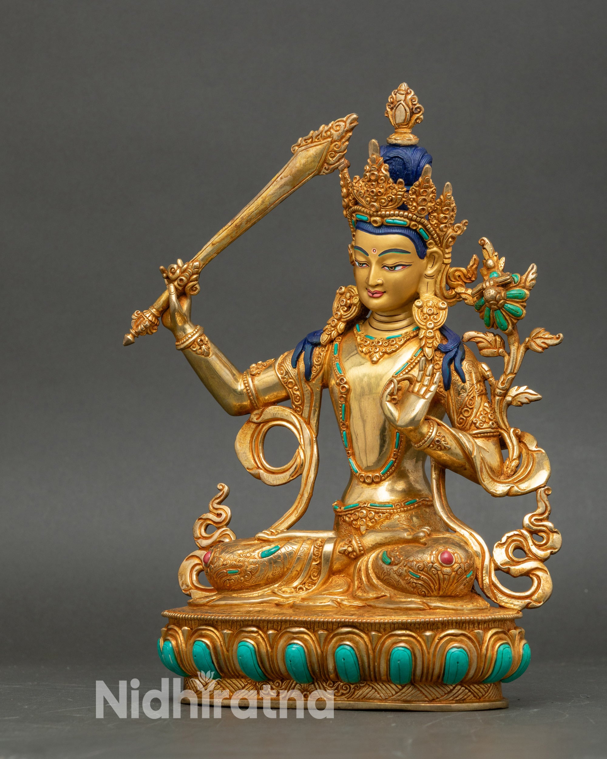 Tibetan Goddess Manjushri Sculpture - The Lord of Divine Knowledge
