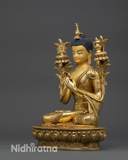 12" Exquisite Gold-Gilded Maitreya Buddha Sculpture | Future Enlightenment