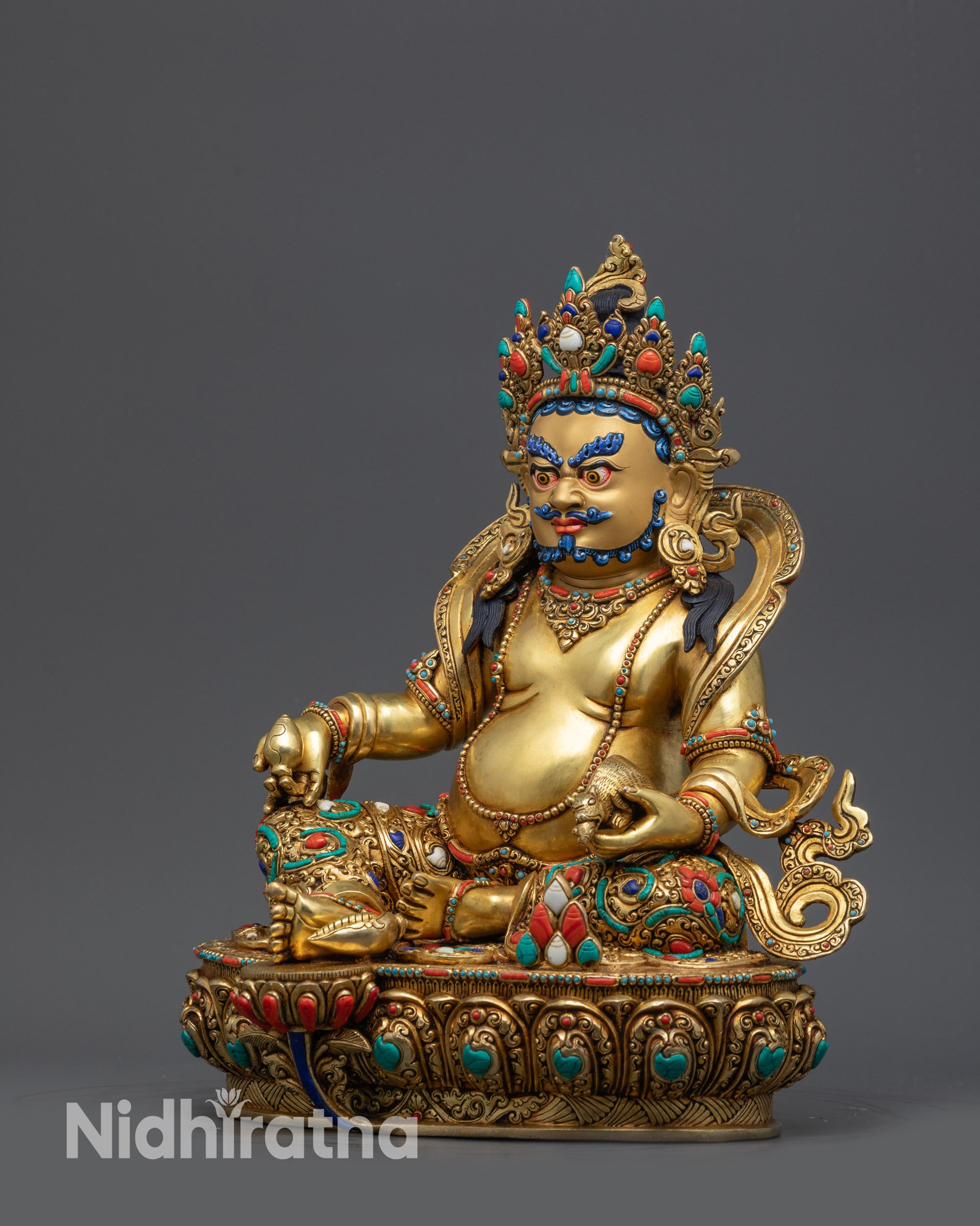Premium Yellow Dzambhala Sculpture | Handcrafted Spiritual Wealth God