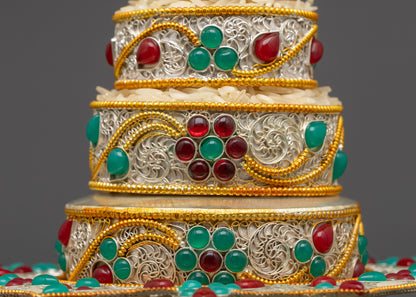3" Tibetan Mandala | Silver-Plated Filigree with Gemstone Adornments
