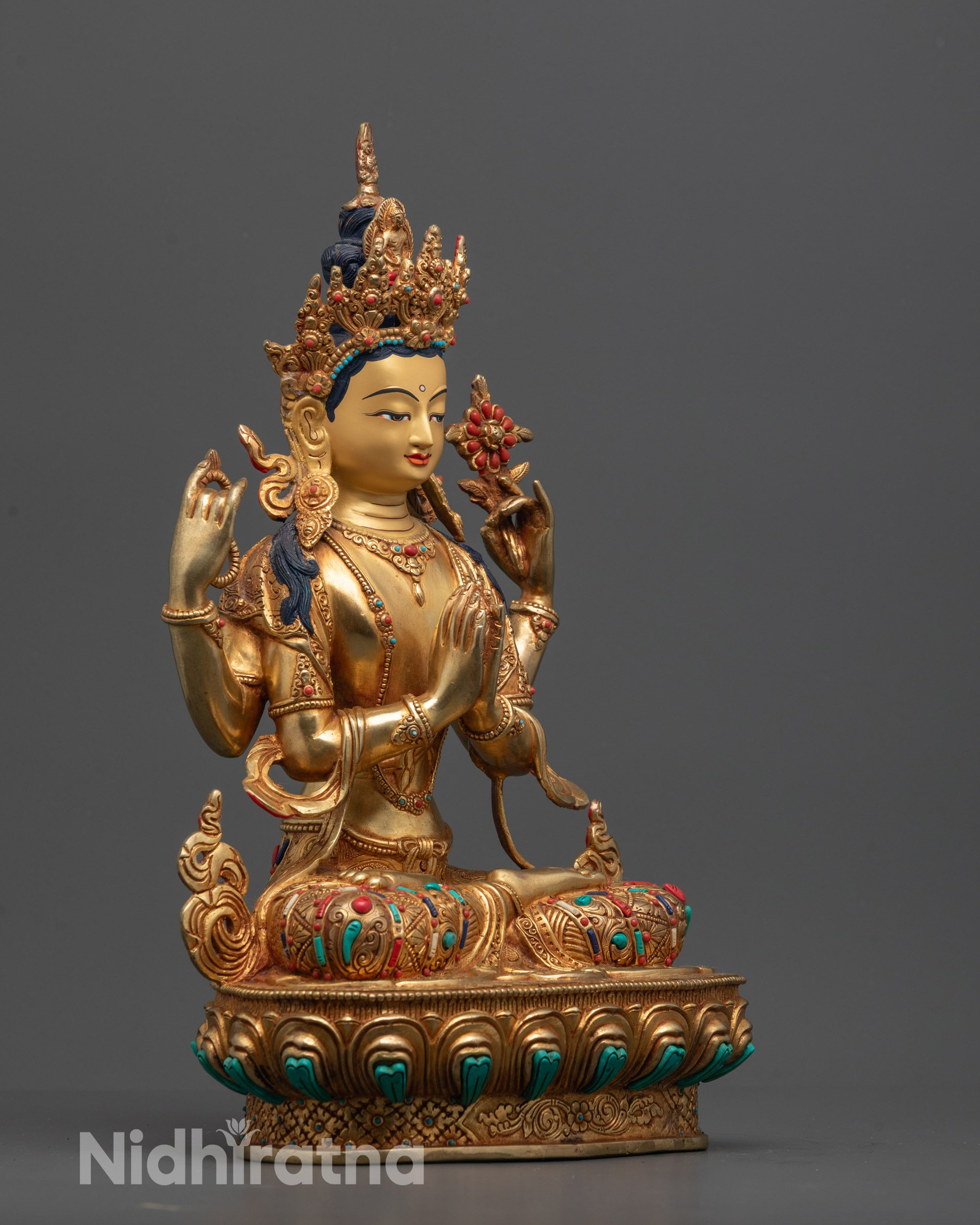 Buy Our Fire Gold Gilded Avalokiteshvara Chenrezig Statue