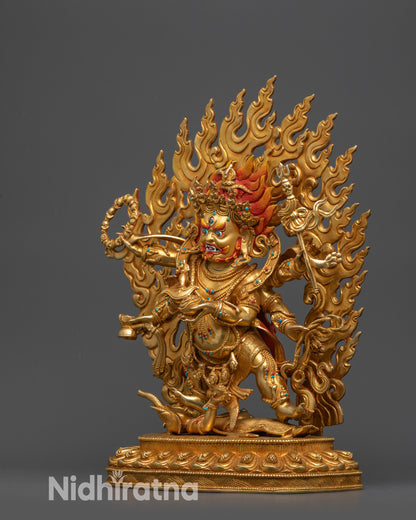Dharma Protector Mahakala Statue | Wrathful Six Armed Vajrayana Deity