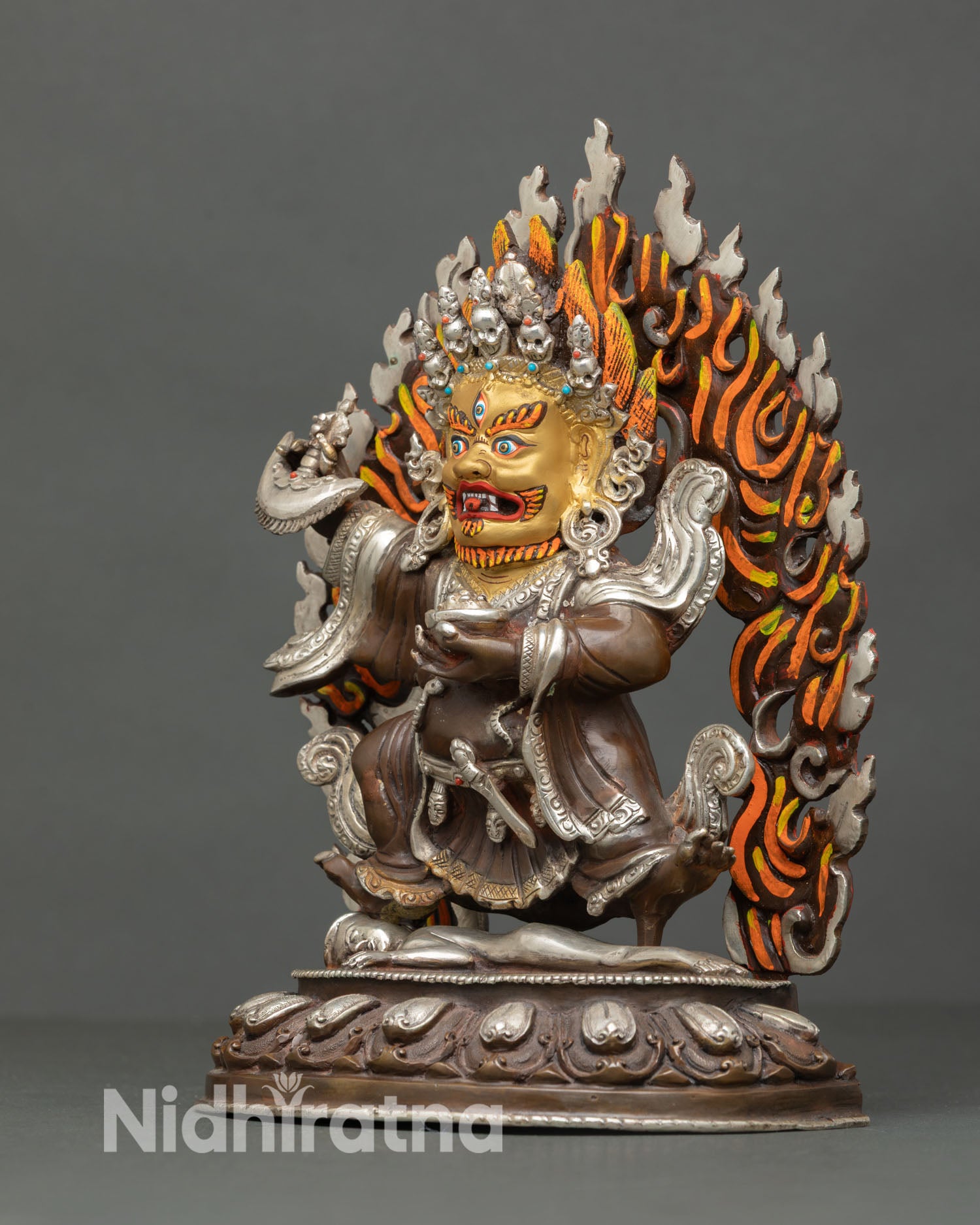Mahakala Bernagchen | Wrathful Guardian Copper Sculpture