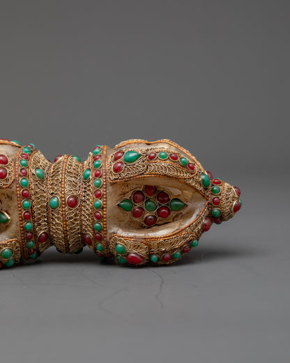 Double-Ended Crystal Dorje Vajra | Buddhist Ritual Tool from Nepal