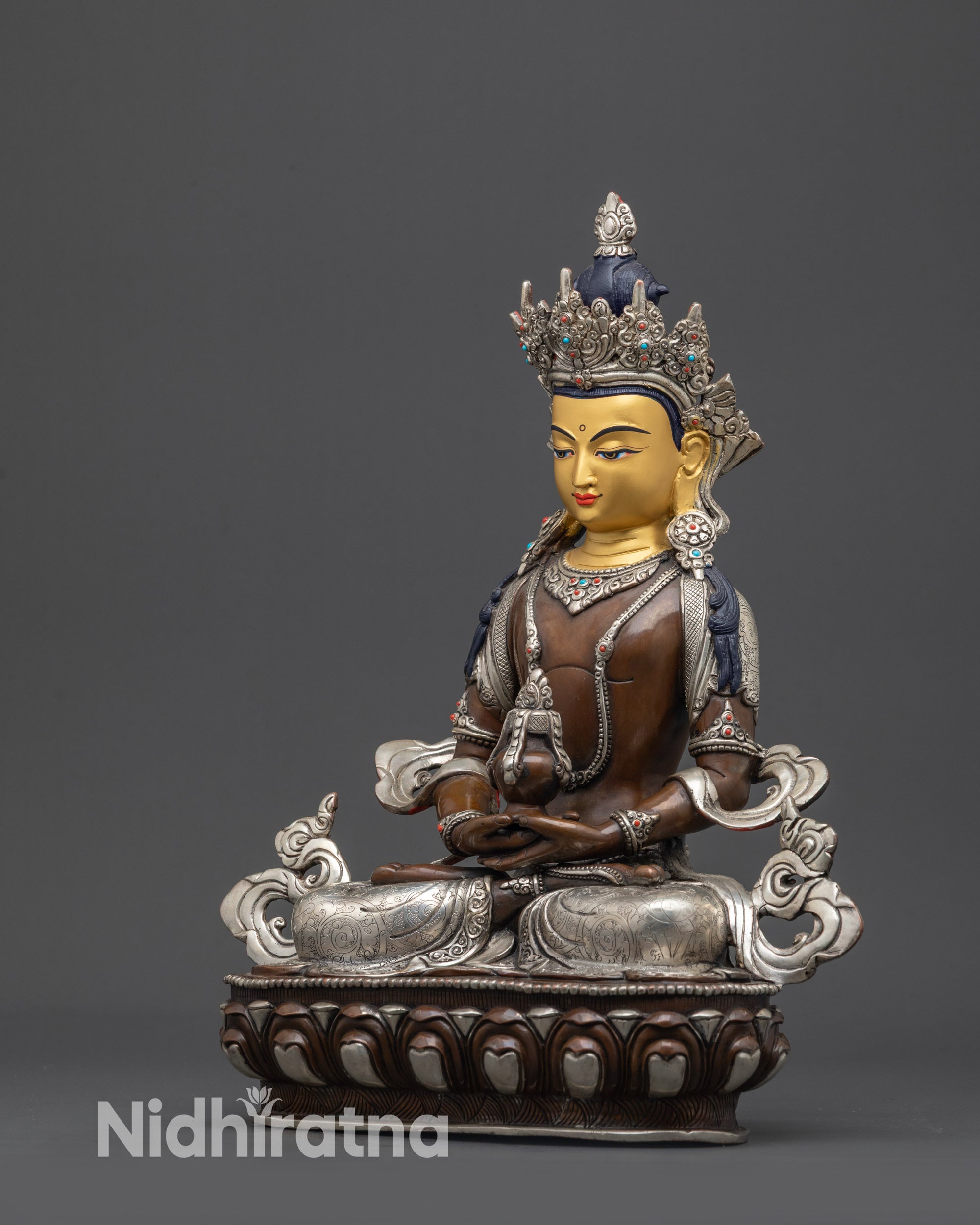 Nepalese Statue of Amitayus | Expert Artisan Carved Longevity Buddha