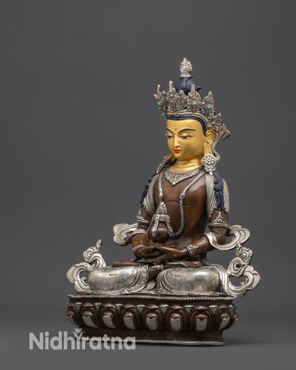 Nepalese Statue of Amitayus | Expert Artisan Carved Longevity Buddha